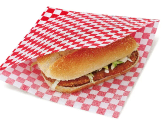 Papel Bolsa Anti-Gordura Abertura 2 Lados Fitipaldi 16x16 Xadrez Vermelho e Branco Restaurante Fast Food Hamburger
