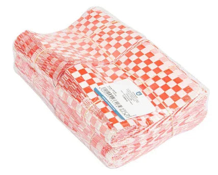 Papel Bolsa Anti-Gordura Abertura 2 Lados Fitipaldi 16x16 Xadrez Vermelho e Branco Restaurante Fast Food Hamburger