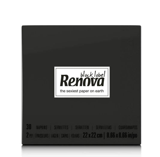 Guardanapos de Papel Pretos 22x22cm Renova Black Label - embalagem de 30 unidades.