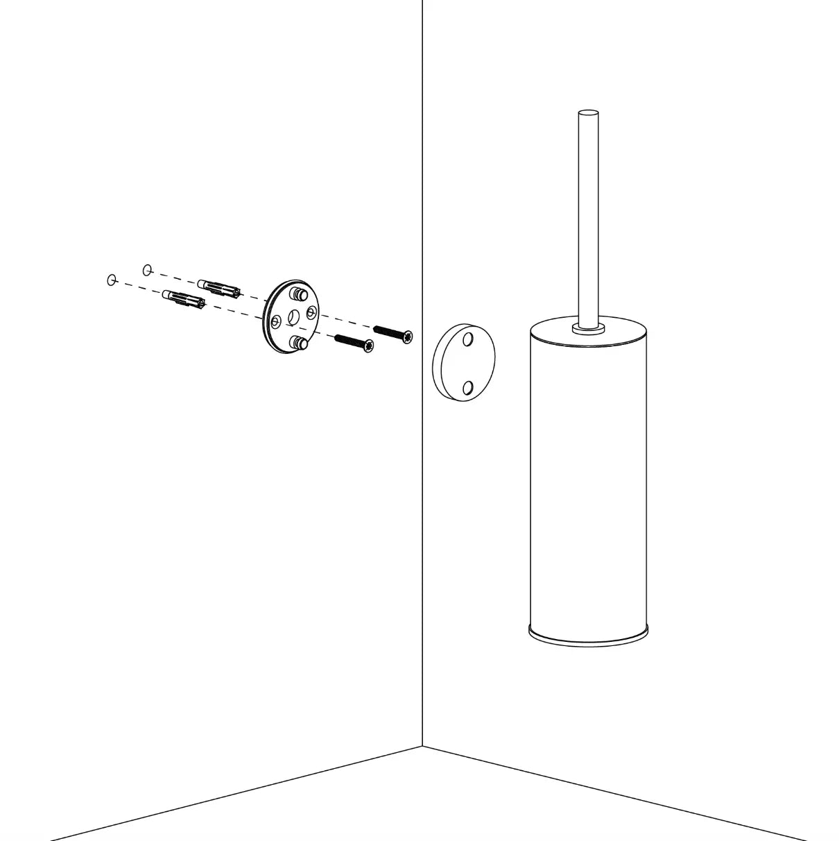 Conjunto Porta Piaçaba de Parede Inox Premium JNF