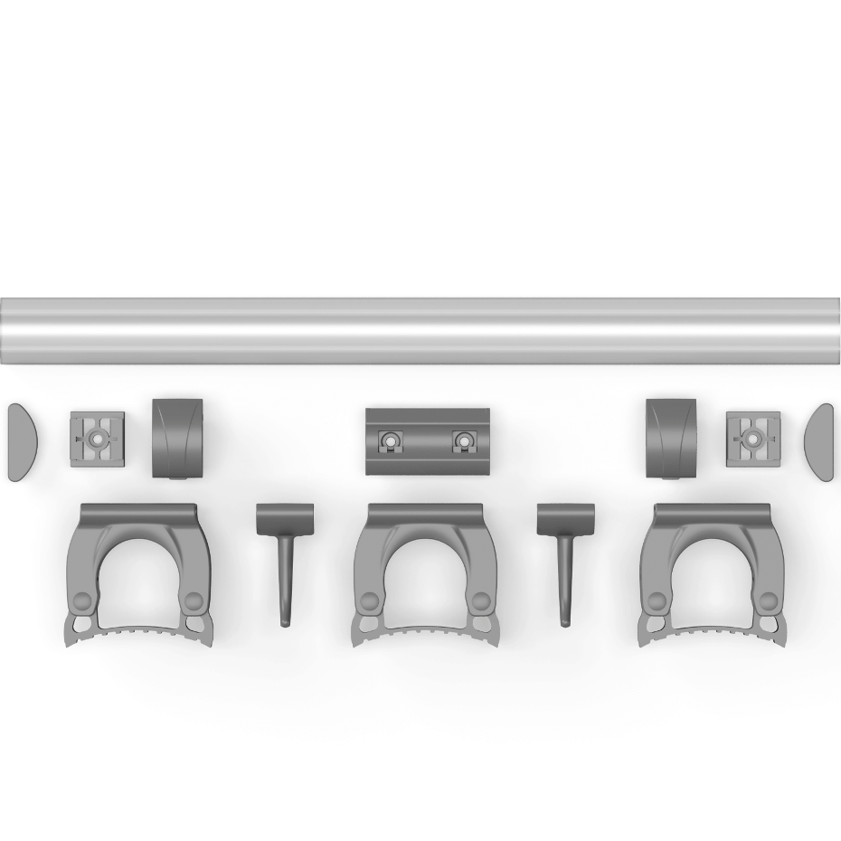 peças do Suporte Modular de Parede para Utensílios de Limpeza