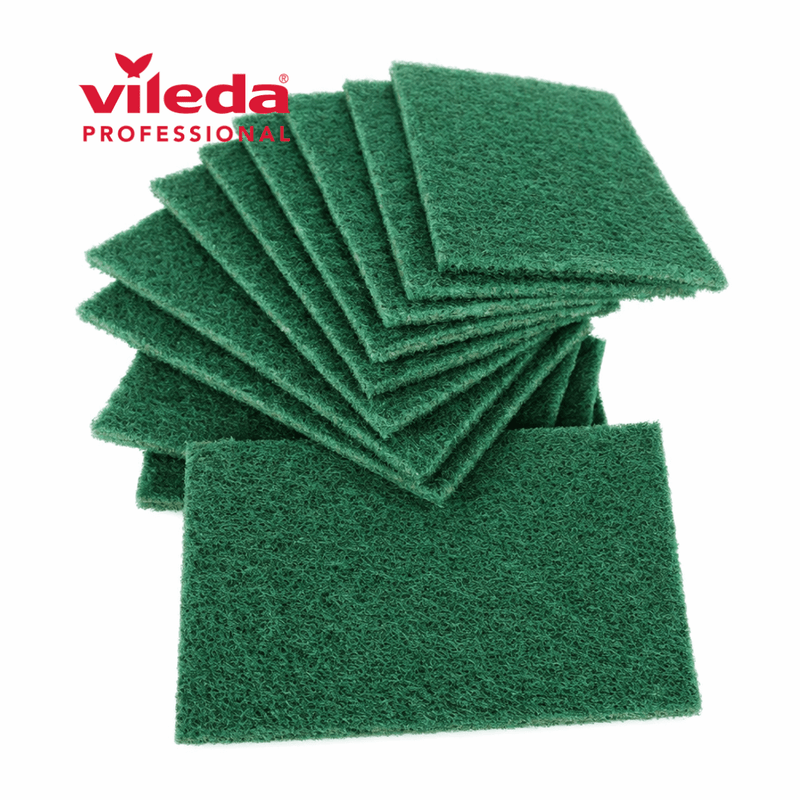 Esfregão Verde Vileda Profissional | Pack de 10 unidades de esfregões abrasivos para limpeza eficaz.
