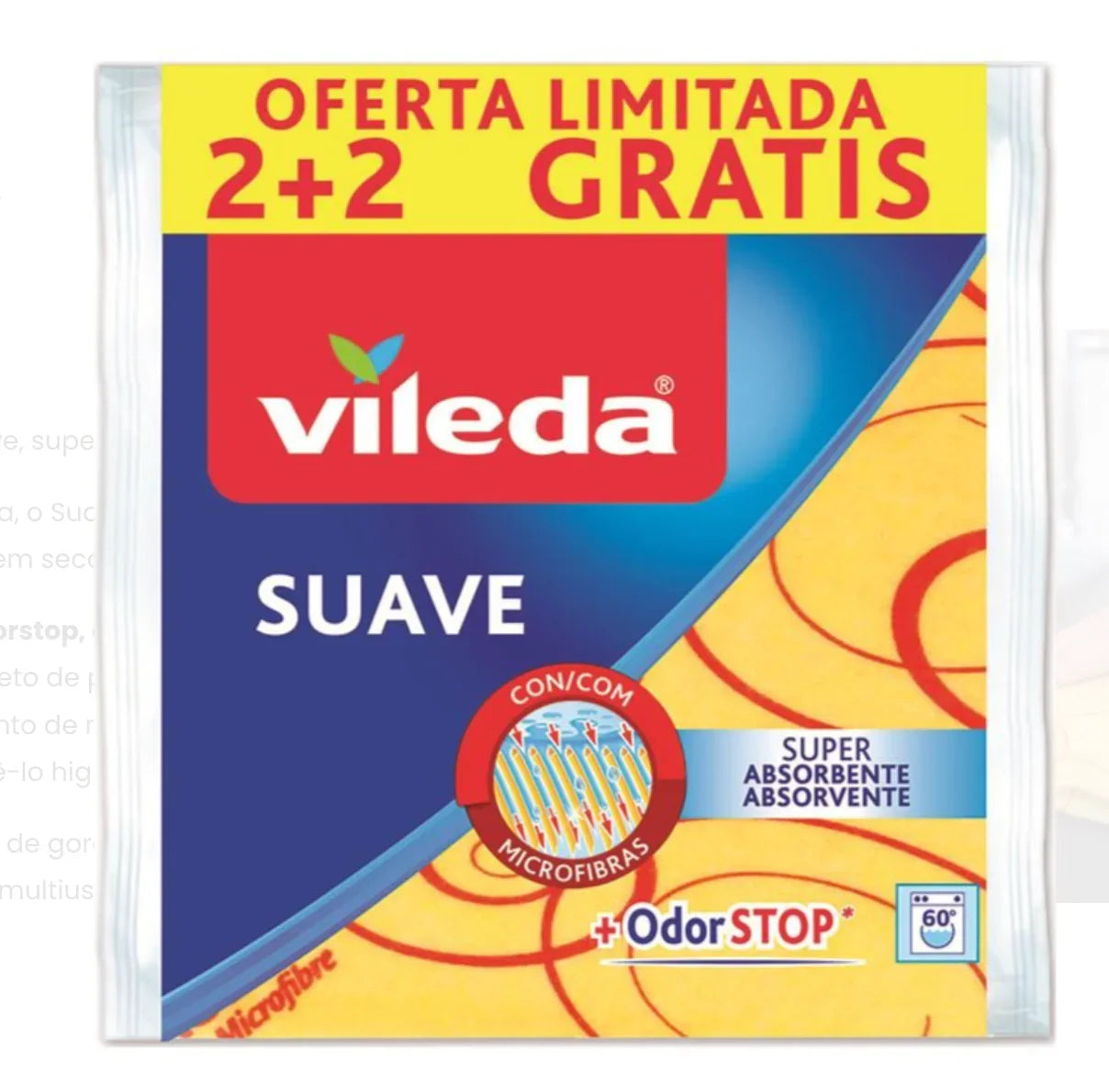 Panos Multiusos Sintético Vileda Suave | Embalagem com oferta de 2+2 grátis e propriedades super absorventes.