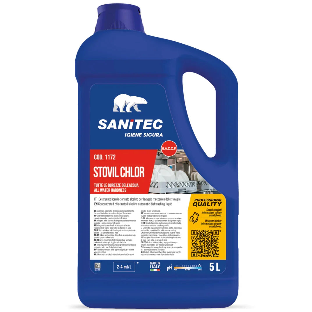 Garrafão de 5 Litros de Detergente Clorado para Máquina da Loiça 5 Litros da marca Sanitec Active Chlor