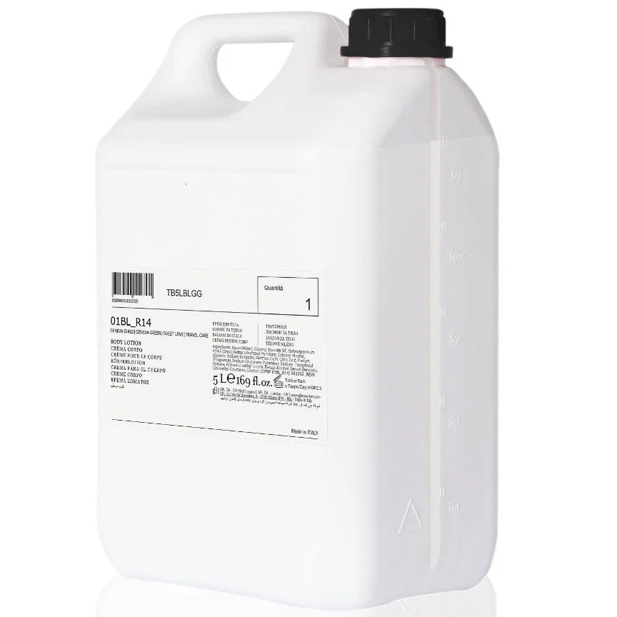 Loçao Hidratante Corporal Travelcare 5L em embalagem de recarga, ideal para cuidados da pele para uso em hotéis e alojamentos locais