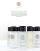 Kit de Amenities Geneva Guild com produtos de higiene essenciais para corpo e cabelo.