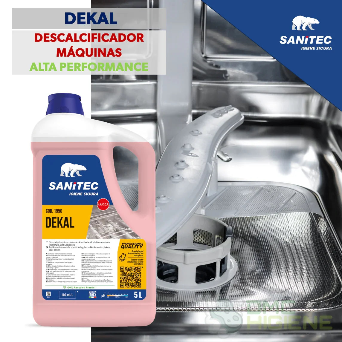 imagem promocional de Descalcificador de Máquinas de Lavar Industriais 5 Litros da marca SANITEC DEKAL