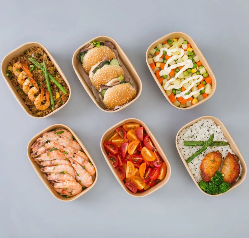 Tampa Kraft Embalagem Retangular Take Away 500ml 1000ml 1500ml Cartão Descartável Comida Menu Restaurante