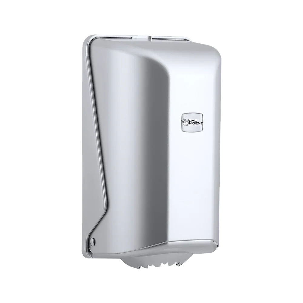 Dispensador Rolo Papel Espiral Mini Branco Plástico ABS Inox Compacto Pequeno Empresas