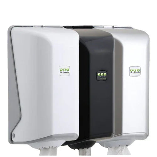 Dispensador Rolo Papel Espiral Mini Branco Preto Cinzento Plástico ABS Compacto Pequeno Empresas