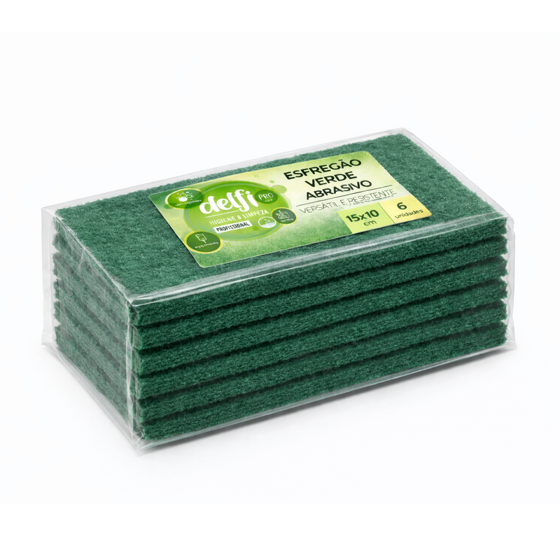 Esfregão Verde Abrasivo Cortado | Pk6