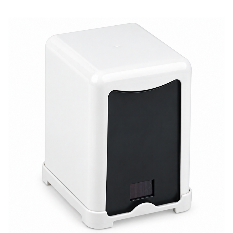 Dispensador Guardanapos L 17x17 em plástico ABS, design compacto e minimalista, adequado para servico de cafetaria.