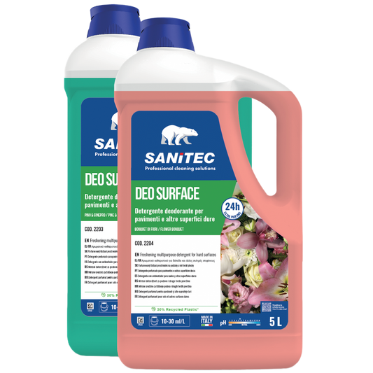SANITEC DEO SURFACE Detergente Pavimentos Extra Perfumado Profissional Concentrado Empresas Garrafão 5L