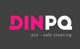 Logotipo DINPQ com slogan eco safe cleaning, representando produtos de limpeza.