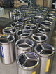 Ecoponto em Bloco Inox Redondo com 3 Separadores em exposição, fabricado em aço inox com  elevada robustez e perfeição.