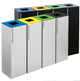 Ecoponto em Bloco Preto com 4 Separadores - recipientes para resíduos em aço com separadores coloridos.