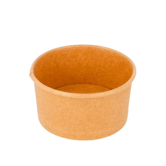 Taça de Cartão Kraft para Gelados 90ml, descartável e ideal para gelados e sobremesas, pack com 50 unidades.