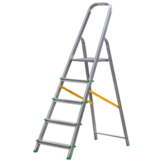 Escadote de Alumínio Profissional com 5 degraus, ideal para bricolage e uso semi-profissional.