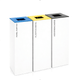 Ecoponto em Bloco Branco com 3 Separadores, contendo separadores para papel, plástico e indiferenciados.