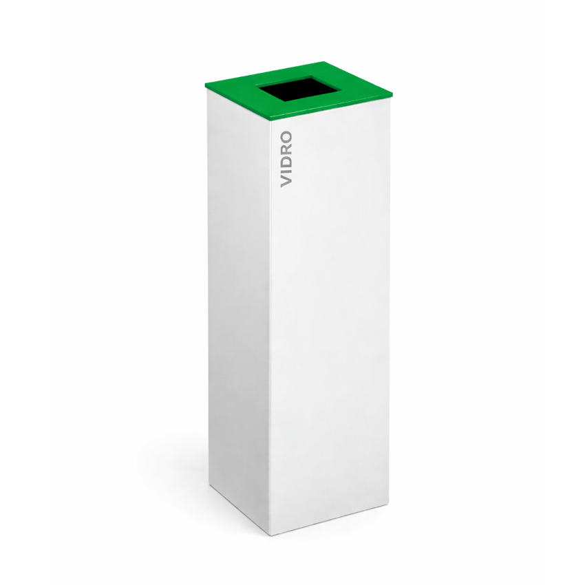 Ecoponto Metálico Individual com Tampa Verde | Reciclagem de vidro | Aço pintado e robusto