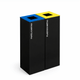 Ecoponto em Bloco Preto com 2 Separadores | DELFI LITE E-2P | Aço Pintado, adequado para reciclagem de papel/cartão e plástico/metal, perfeito para empresas