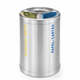 Ecoponto em Bloco Inox Redondo com 3 Separadores, recipiente inox para reciclagem de plástico, metal e papel. Perfeito para empresas