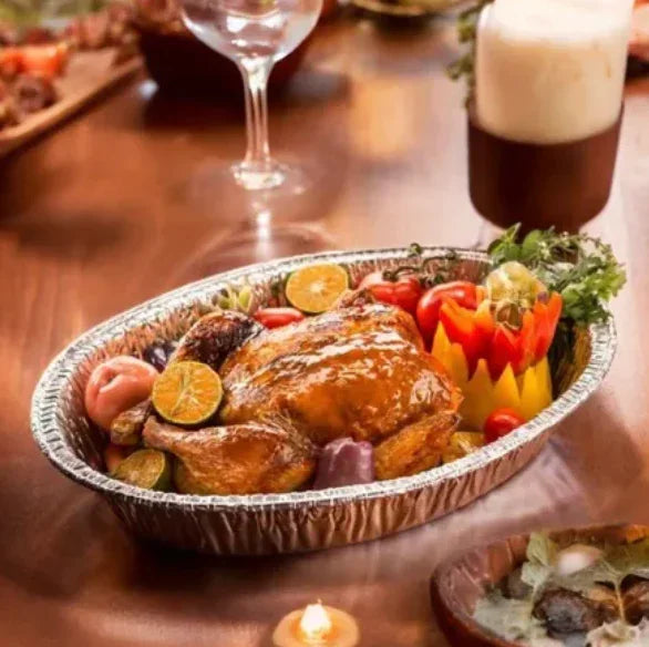 Forma Alumínio Oval Embalagem Take Away Comida Restaurantes 1900ml 2600ml Assadeira Churrasqueira