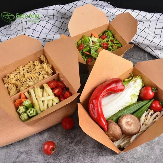 Embalagem Plana Kraft Take Away Comida Delivery 750ml 1250ml 1450ml 1990ml Vários Tamanhos Restaurantes