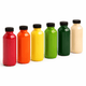 Garrafa PET 500ml Transparente com Tampa, disponível em várias cores vibrantes, ideal para produtos alimentares.