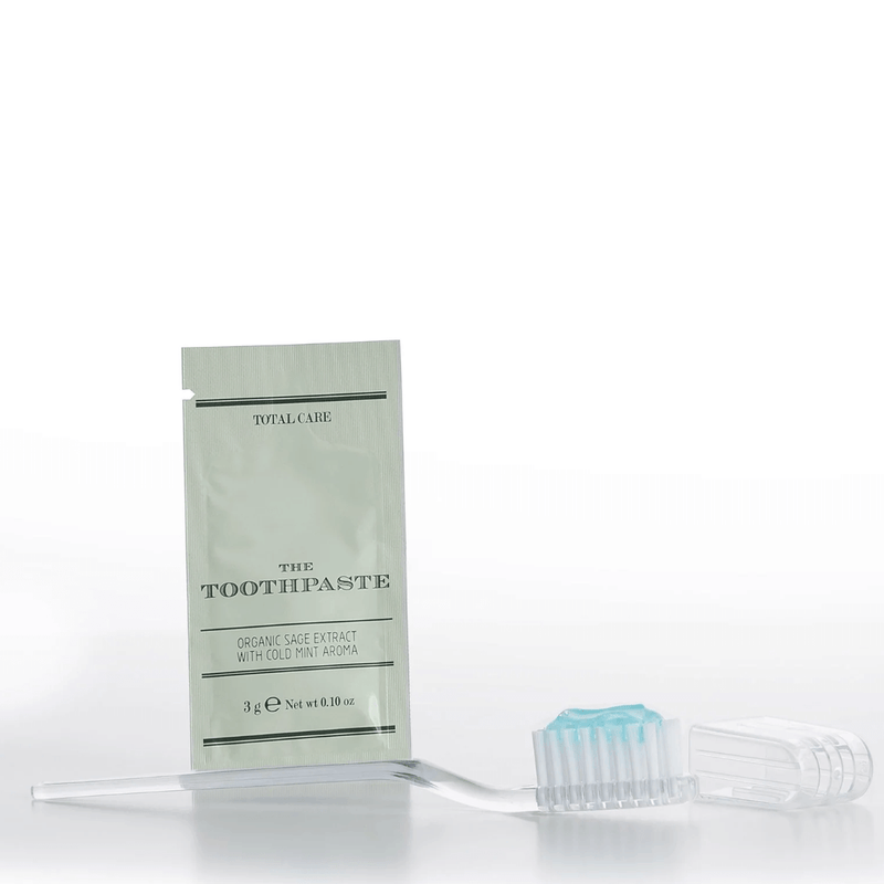 Kit Dentífrico GFL com pasta de dentes e escova, amenities para hotéis, caixa com 1000 unidades.