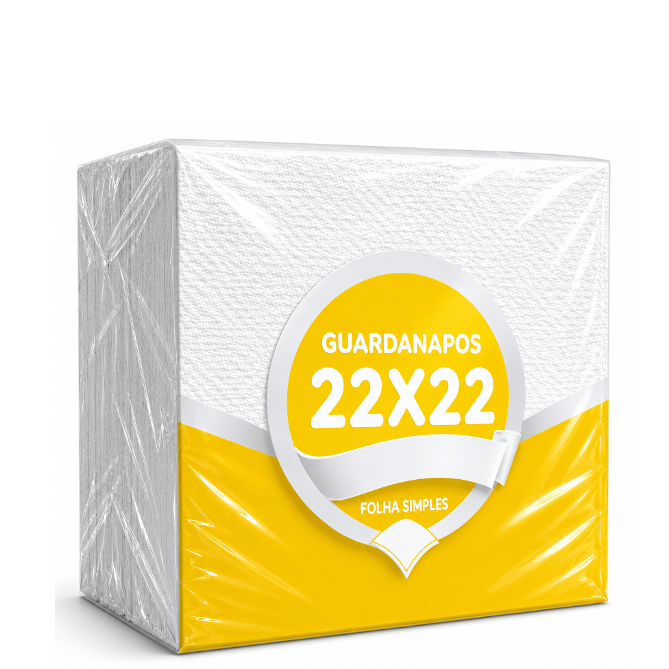 Guardanapos de Papel Folha Simples 22x22cm em embalagem de 100 unidades, confortáveis e resistentes.