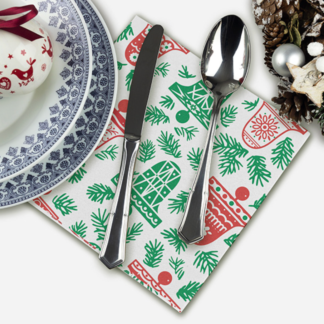 Guardanapo Mesa 40x40cm Decoração Natal Restaurante Eventos Catering Festas Hotelaria Empresas