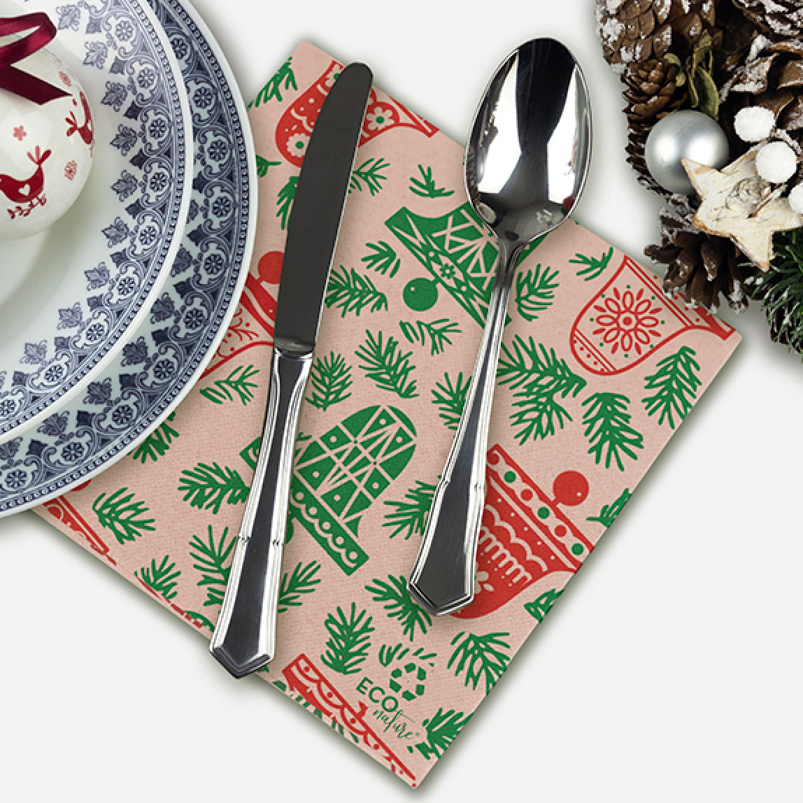 Guardanapo Mesa 40x40cm Decoração Natal Restaurante Eventos Catering Festas Hotelaria Empresas