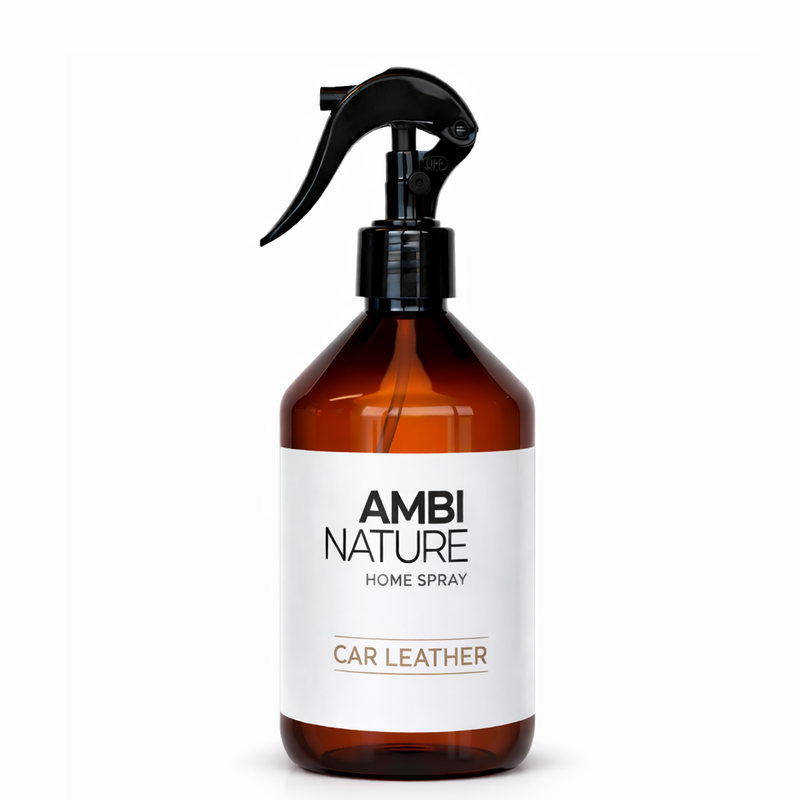 Ambientador Líquido Premium Car Leather em frasco spray de 250ml, ideal para ambientar automóveis com aroma amadeirado
