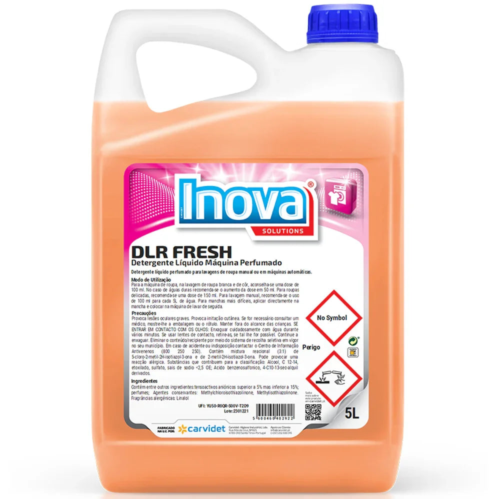 Garrafão de Detergente Líquido Máquina da Roupa Profissional 5 Litros com aroma FRESH frutado da Marca INOVA Solutions