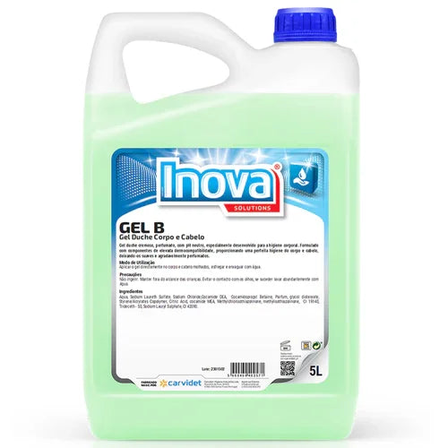 Garrafão de Gel de Banho & Champô Profissional 5L da marca INOVA com aroma de ALOÉ VERA