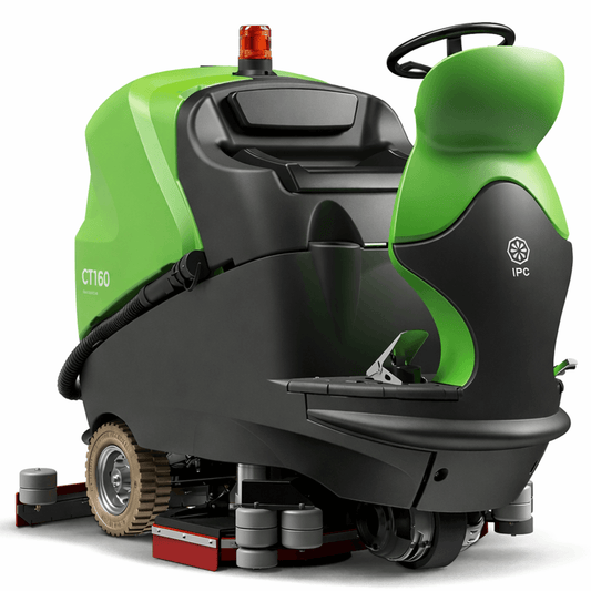Máquina Lavadora de Pavimentos Condutor Sentado IPC CT160 - Equipamento ergonomico e eficiente com tração elétrica, ideal para a lavagem profissional em espaços de grandes dimensões