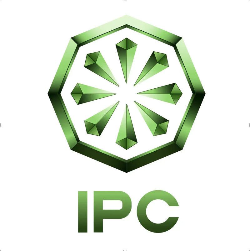 Logotipo IPC com design moderno em verde, representando a marca de equipamentos de limpeza profissional.