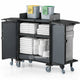 Carrinho Serviço Housekeeping IPC com toalhas, baldes e design robusto e funcional, ideal para serviço de Housekeeping.