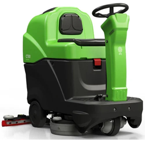 Máquina Lavadora de Pavimentos Condutor Sentado IPC CT80 em verde, ideal para limpeza de superfícies comerciais.