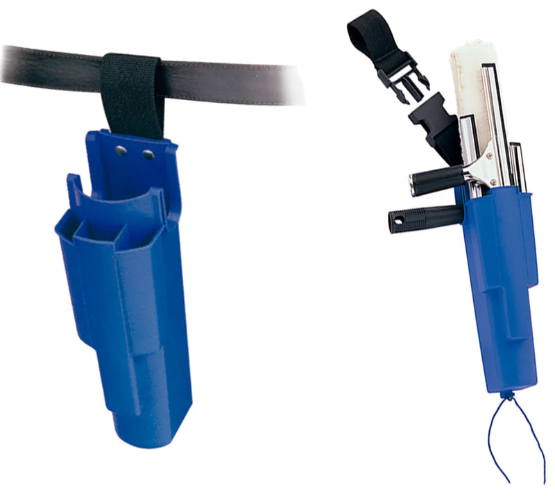 Cartucheira Suporte para Utensílios Limpeza de Vidros Pulex TUBEX em uso com vários produtos de uso profissional