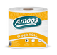 Papel Rolo Multiusos Amoos Super Roll 70M | Rolo de cozinha multiusos absorvente e resistente em pack de 6 unidades.