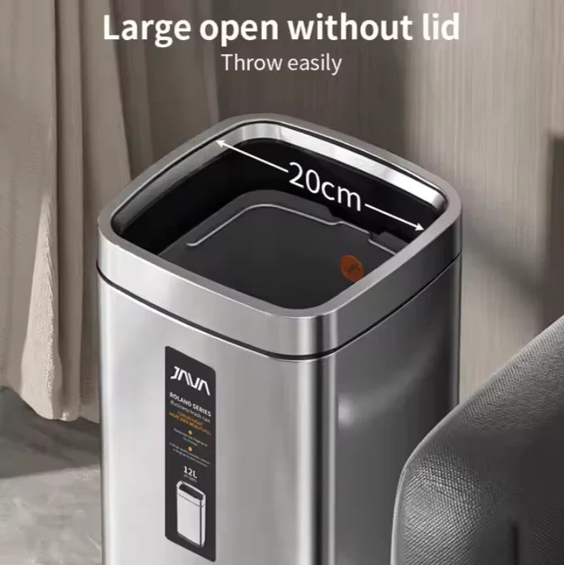 Papeleira Lixo Inox Aberta 12L com design elegante e abertura larga para fácil descarte.