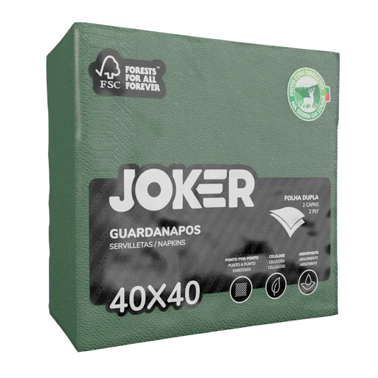Guardanapos de Mesa Verdes Folha Dupla PPP 40x40cm Joker - Embalagem de 1200 unidades.