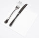 Guardanapos de Mesa Brancos Folha Dupla PPP 40x40cm com talheres sobre fundo branco.
