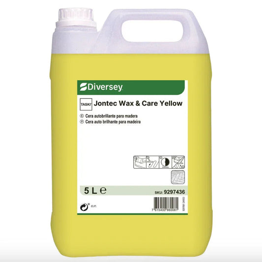 Garrafão de 5 Litros da Cera Autobrilhante Amarela para Madeiras Jontec Wax & Care 5L da DIVERSEY