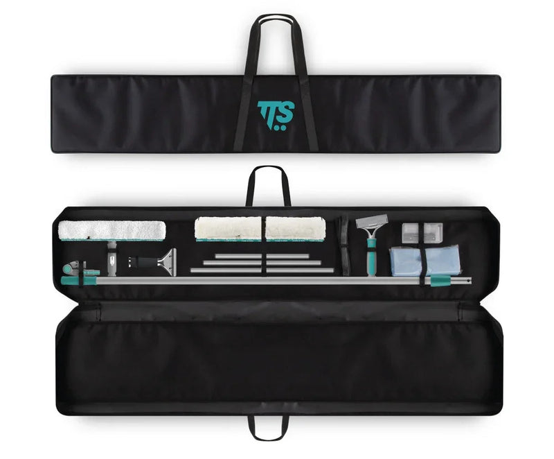 Kit de Limpeza de Vidros Profissional TTS WINDOW CLEANING SET composto por 14 utensílios para lavagem completa de vidros e outras superficies