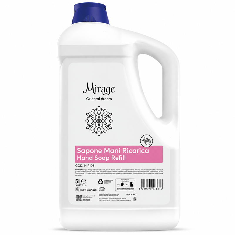 Sabonete Líquido Super Perfumado MIRAGE 5L para recarga de sabonete líquido para mãos.