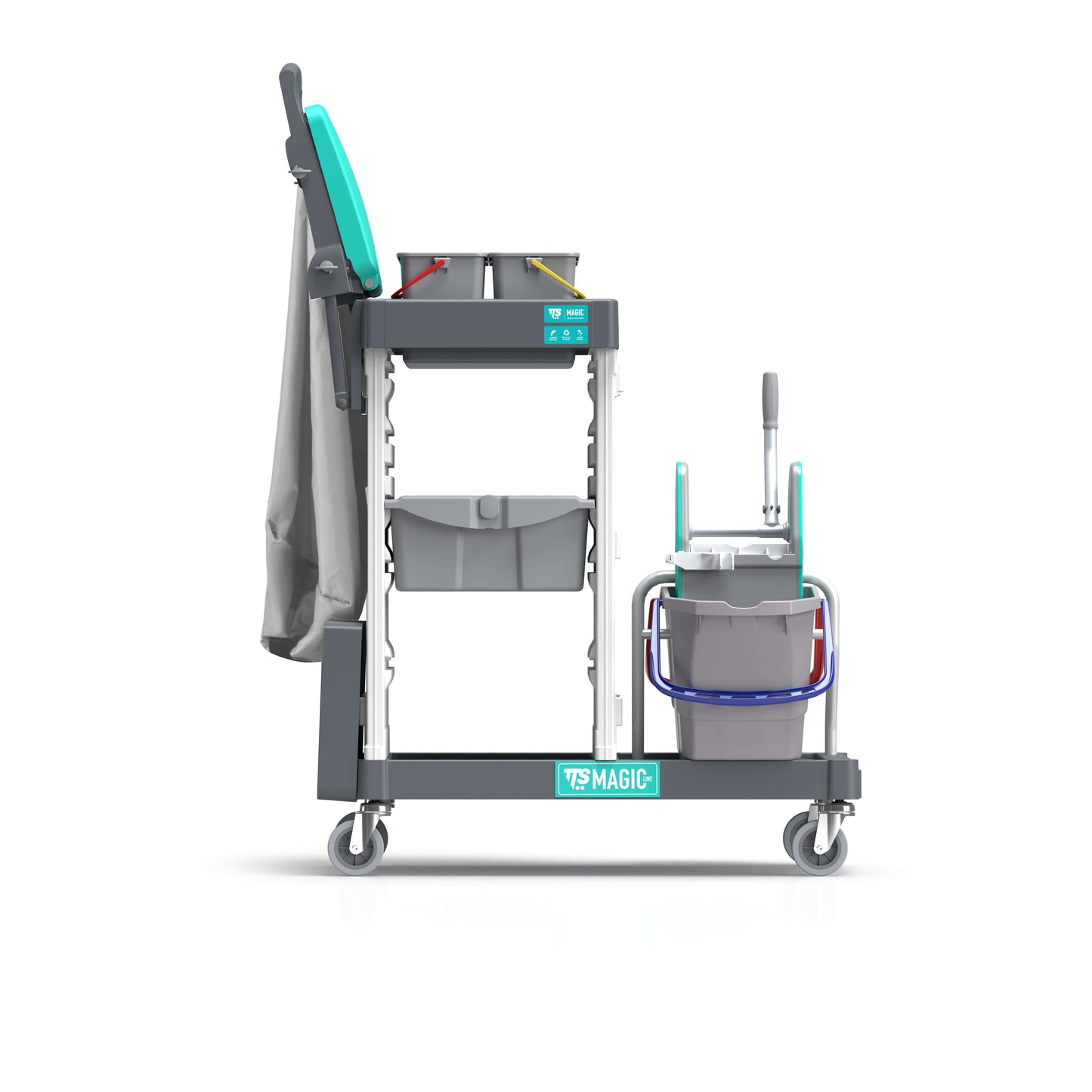 Carrinho Limpeza Piquete TTS MAGIC LINE 350B, equipamento de limpeza profissional com design prático e eficiente.