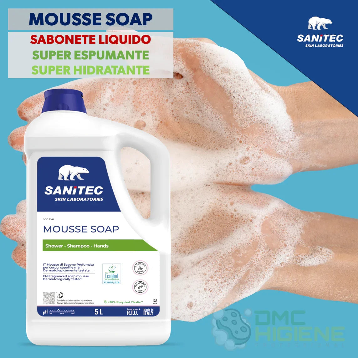 imagem técnica comercial do Sabonete em Espuma para Mãos Profissional 5L da marca SKIN LAN MOUSSE GEL